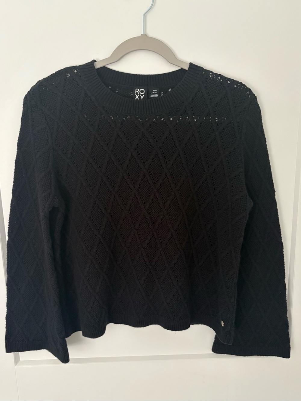 ROXY Black Diamond Open Knit Pointelle Sweater